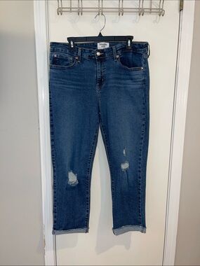 Denizen from Levi's Dark Blue Distressed Cropped Jeans